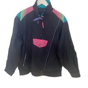Vintage Karizma East LTD Jacket Medium Neon Full Zip Y2K Kangaroo Pouch
